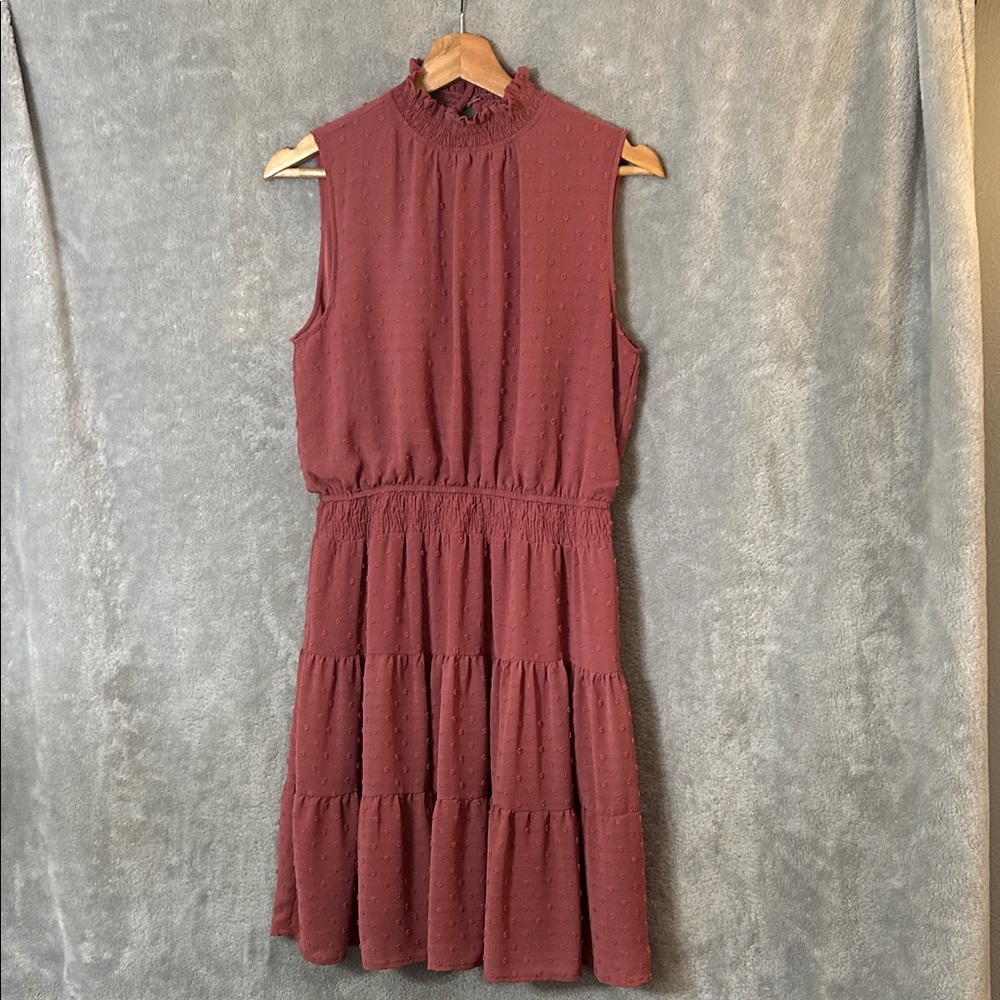 Sweet Wanderer Chiffon Sleeveless Rose Color Dress-Size Large